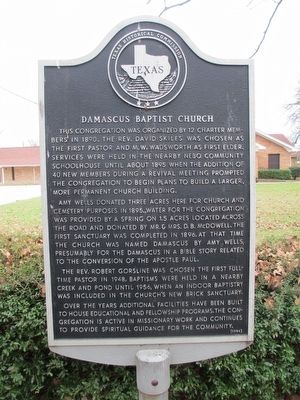 Damascus Baptist Church Marker. Click for full size. Damascus Baptist Church Marker image. Click for full size.