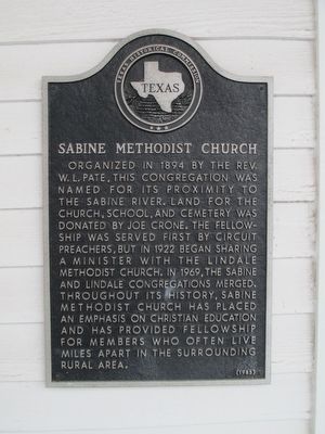 Sabine Methodist Church Marker. Click for full size. Sabine Methodist Church Marker image. Click for full size.