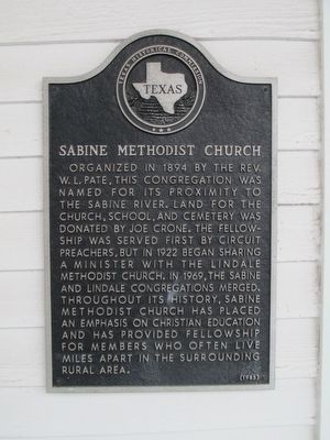 Sabine Methodist Church Marker image. Click for full size.