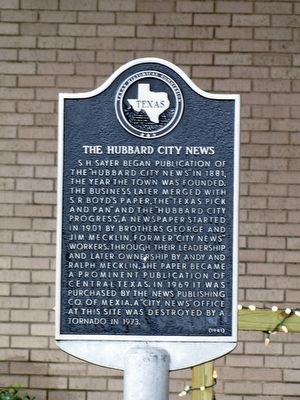 The Hubbard City News Texas Historical Marker image. Click for full size.