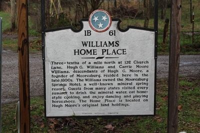 Williams Home Place Marker. Click for full size. Williams Home Place Marker image. Click for full size.