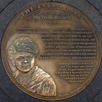 Ida Wells-Barnett 1862 - 1921 Marker. Click for full size. Ida Wells-Barnett 1862 - 1921 Marker image. Click for full size.