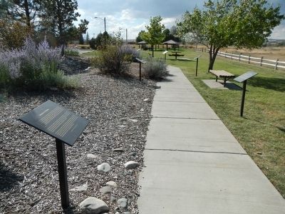 Markers on the Wyoming History Walk in Centennial Park image. Click for full size.