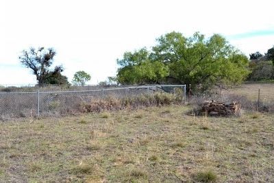 Graves of Dizenia Peters Todd (left, in fenced cemetery) and Servant Girl (right) image. Click for full size.