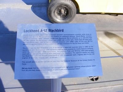 Lockheed A-12 Blackbird Marker image. Click for full size.