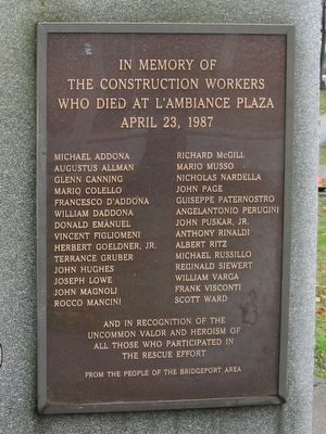 L�Ambiance Plaza Worker�s Memorial image. Click for full size.