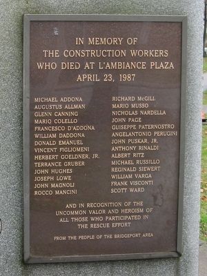 LAmbiance Plaza Workers Memorial image. Click for full size.