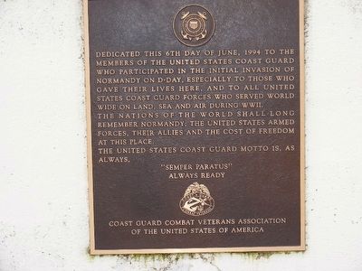 U.S. Coast Guard Memorial at Utah Beach Marker image. Click for full size.