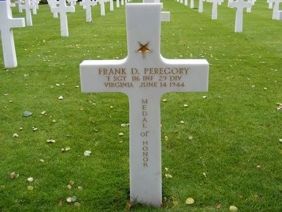 Frank D. Peregory grave marker-Killed in Action image. Click for full size.