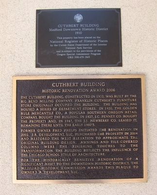 Cuthbert Building Marker (along with NRHP plaque).. Click for full size. Cuthbert Building Marker (along with NRHP plaque). image. Click for full size.