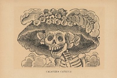 La Calavera Catrina, Guadalupe Posada's most famous print image. Click for full size.