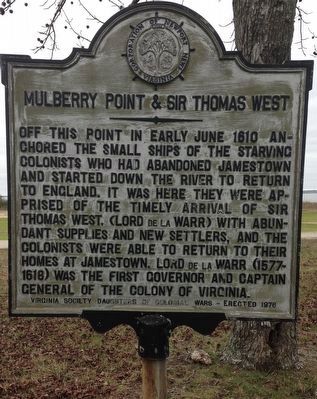 Mulberry Point & Sir Thomas West Marker image. Click for full size.