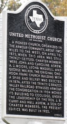 United Methodist Church of Coolidge Texas Historical Marker image. Click for full size.