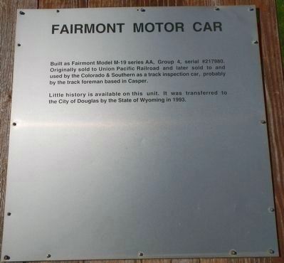Fairmont Motor Car Marker. Click for full size. Fairmont Motor Car Marker image. Click for full size.