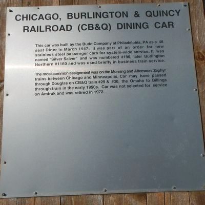 Chicago, Burlington & Quincy Railroad (CB&Q) Dining Car Marker image. Click for full size.