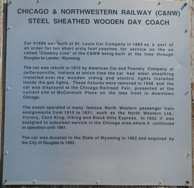 Chicago & Northwestern Railway (C&NW) Steel Sheathed Wooden Day Coach Marker. Click for full size. Chicago & Northwestern Railway (C&NW) Steel Sheathed Wooden Day Coach Marker image. Click for full size.
