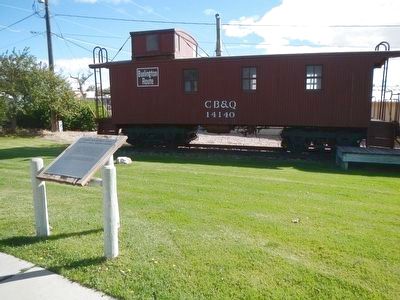 Chicago Burlington & Quincy Railroad (CB&Q) Wooden Caboose and Marker. Click for full size. Chicago Burlington & Quincy Railroad (CB&Q) Wooden Caboose and Marker image. Click for full size.