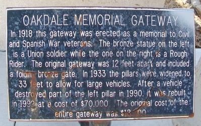 Oakdale Memorial Gateway Marker. Click for full size. Oakdale Memorial Gateway Marker image. Click for full size.