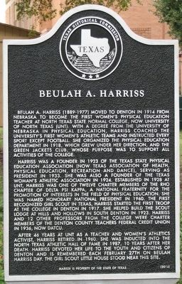 Beulah A. Harriss Marker image. Click for full size.