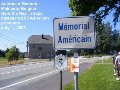 American Massacre Memorial road sign image. Click for full size.