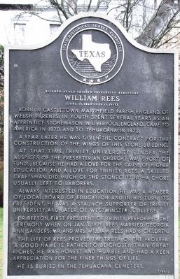 William Rees Texas Historical Marker image. Click for full size.