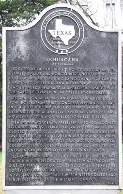 Tehuacana Texas Historical Marker. Click for full size. Tehuacana Texas Historical Marker image. Click for full size.