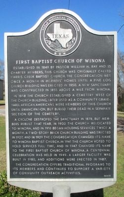 First Baptist Church of Winona Marker image. Click for full size.