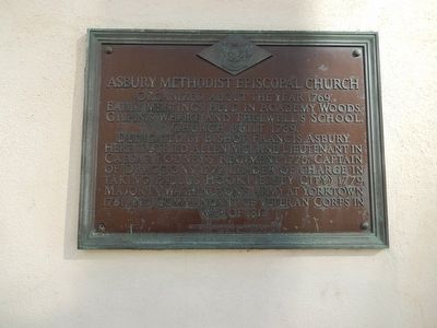 Asbury Methodist Episcopal Church Marker image. Click for full size.