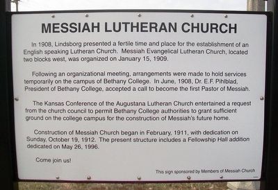 Messiah Lutheran Church Marker. Click for full size. Messiah Lutheran Church Marker image. Click for full size.