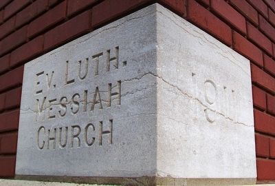 Messiah Lutheran Church Cornerstone. Click for full size. Messiah Lutheran Church Cornerstone image. Click for full size.