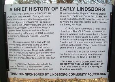 A Brief History of Early Lindsborg Marker image. Click for full size.
