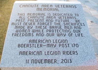 Chanute Area Veterans Memorial Marker image. Click for full size.