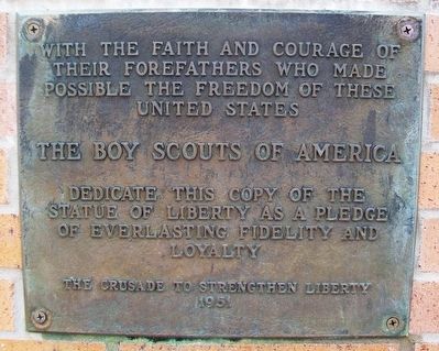 Replica of the Statue of Liberty Marker. Click for full size. Replica of the Statue of Liberty Marker image. Click for full size.