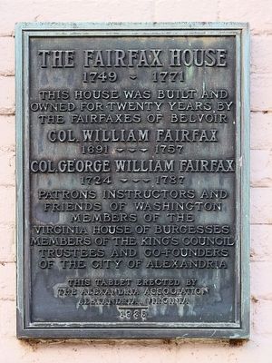 The Fairfax House Marker image. Click for full size.