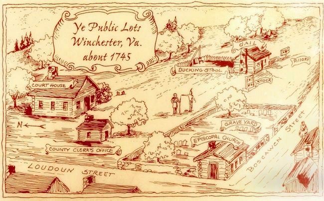 Ye Public Lots<br>Winchester Va.<br>about 1745. Click for full size. Ye Public Lots<br>Winchester Va.<br>about 1745 image. Click for full size.