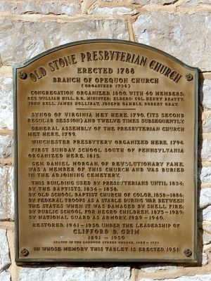 Old Stone Presbyterian Church Marker image. Click for full size.