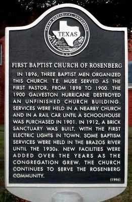 First Baptist Church of Rosenberg Marker image. Click for full size.