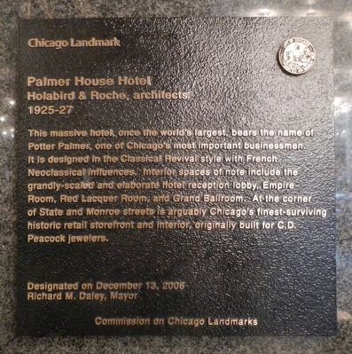 Palmer House Hotel Marker. Click for full size. Palmer House Hotel Marker image. Click for full size.