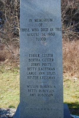 In Memorium of Those Whose Died in the August 14, 1980 Flood Marker image. Click for full size.