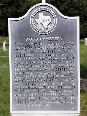 Wood Cemetery Texas Historical Marker image. Click for full size.