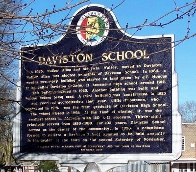 Daviston School Marker (side 2) image. Click for full size.