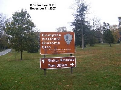 Sign at the entrance to the Hampton National Historic Site. Click for full size. Sign at the entrance to the Hampton National Historic Site image. Click for full size.