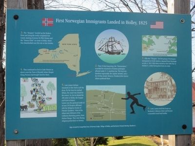 First Norwegian Immigrants Landed in Holley, 1825 Marker image. Click for full size.