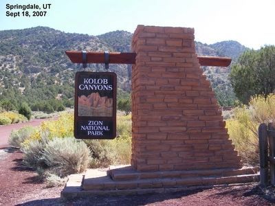 Kolob Canyons-Zion National Park-Sign at the entrance to the park. Click for full size. Kolob Canyons-Zion National Park-Sign at the entrance to the park image. Click for full size.