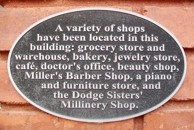 Dodge Sisters' Millinery Shop Marker image. Click for full size.