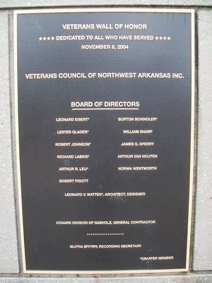 Veterans Wall of Honor Dedication Marker image. Click for full size.
