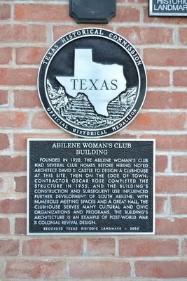 Abilene Woman's Club Building Marker image. Click for full size.