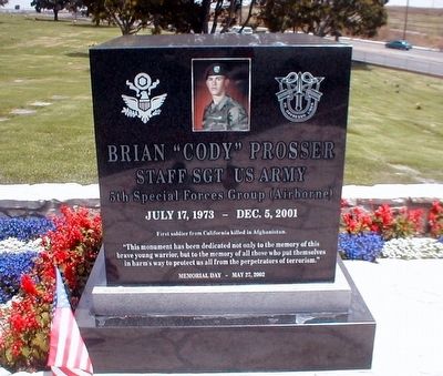 Brian "Cody" Prosser Monument Marker. Click for full size. Brian "Cody" Prosser Monument Marker image. Click for full size.