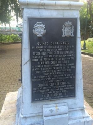Christopher Columbus in Costa Rica Marker image. Click for full size.