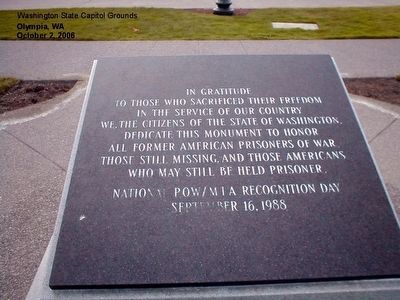 POW AND MIA Monument Marker. Click for full size. POW AND MIA Monument Marker image. Click for full size.